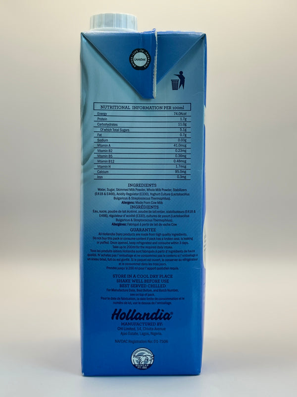 Hollandia Sweetened Yoghurt Drink 1L Bottle - Creamy Probiotic-Rich Yogurt for Daily Wellness & Refreshment