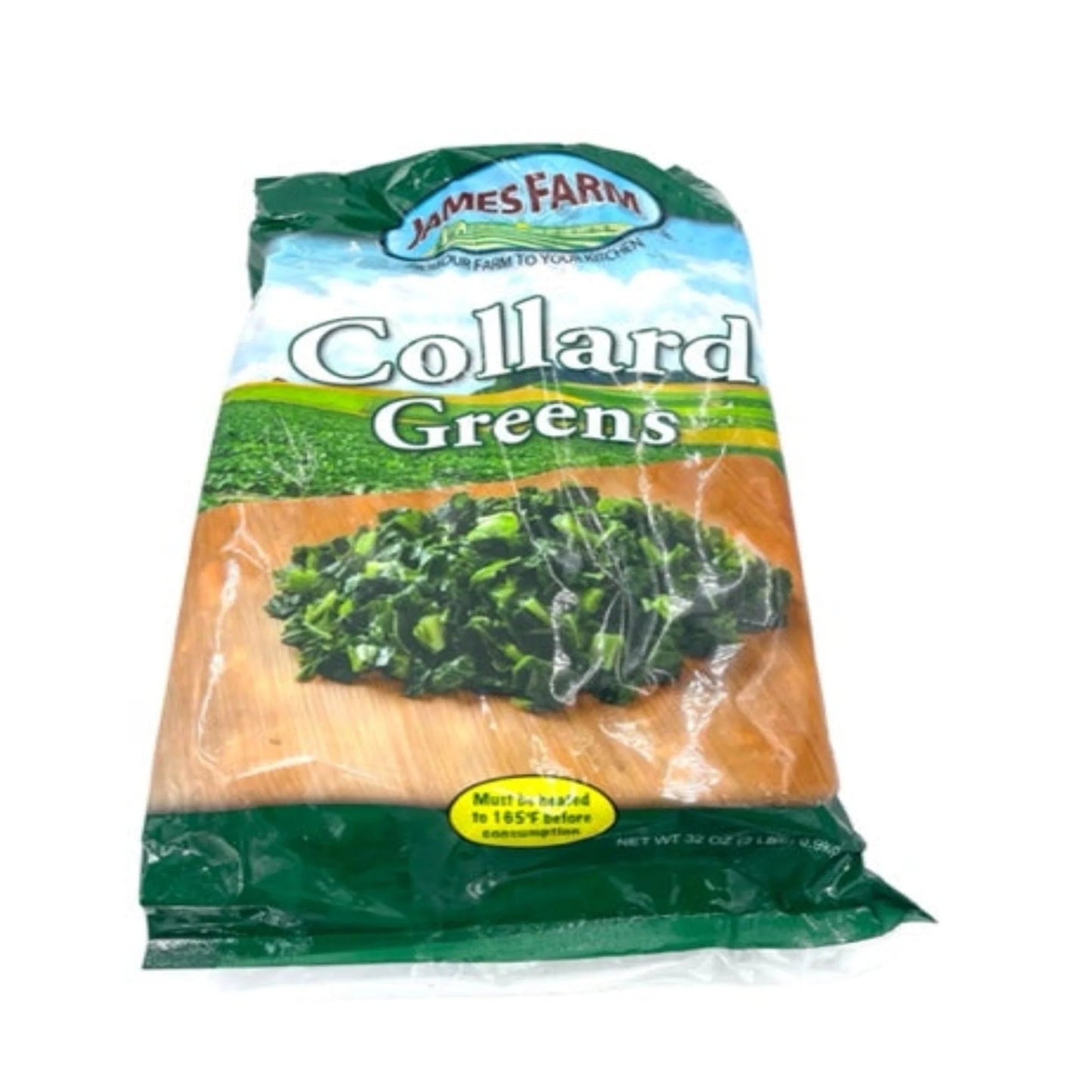 James Farm Collard Greens 1lb Bag - Fresh, Pre-Washed Leafy Greens for Soups, Stews & Sautéing