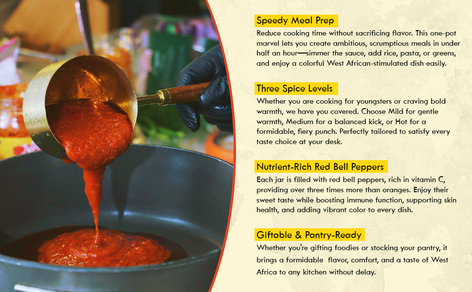 Jiffy Jollof Sauce 16oz Jar - Authentic Nigerian Ready-to-Use Blend for Jollof Rice, Stews & One-Pot MealsJiffy Jollof Sauce 16oz Jar - Authentic Nigerian Ready-to-Use Blend for Jollof Rice, Stews & One-Pot Meals