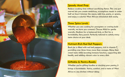 Jiffy Jollof Sauce 16oz Jar - Authentic Nigerian Ready-to-Use Blend for Jollof Rice, Stews & One-Pot MealsJiffy Jollof Sauce 16oz Jar - Authentic Nigerian Ready-to-Use Blend for Jollof Rice, Stews & One-Pot Meals