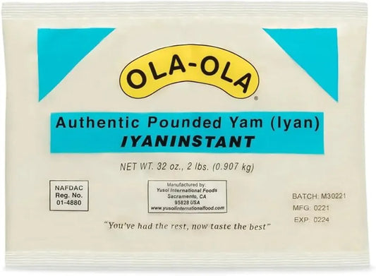 Ola Ola Authentic Pounded Yam Flour 2lb (907g) Pack - Smooth Stretchy Swallow with Real Yam Taste