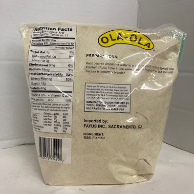 Ola Ola Plantain Fufu Flour 5lbs (2.27kg) Pack - Nutritious Smooth Swallow from Ripe Plantains