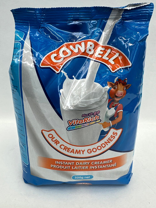 CowBell Fortified Milk Powder 320g Refill Sachet - Vitamin-Rich Powdered Milk for Tea, Coffee & Cooking