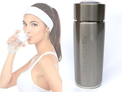 Longrich Alkaline Energy Cup Stainless Steel Silver - Portable Pi Water Ionizer for pH Balance & Detox