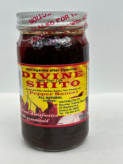 Divine Shitto Ghanaian Hot Pepper Sauce 16oz - Authentic Spicy Shito with Shrimp & Fish