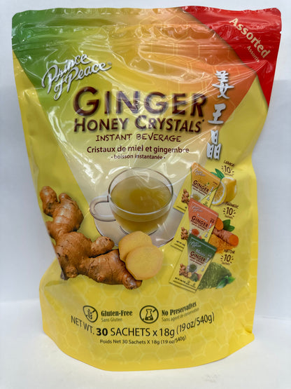 Ginger Honey Crystals Instant Drink Mix 30 Sachets (540g) - Sweet & Spicy Natural Ginger Tea for Health & Wellness