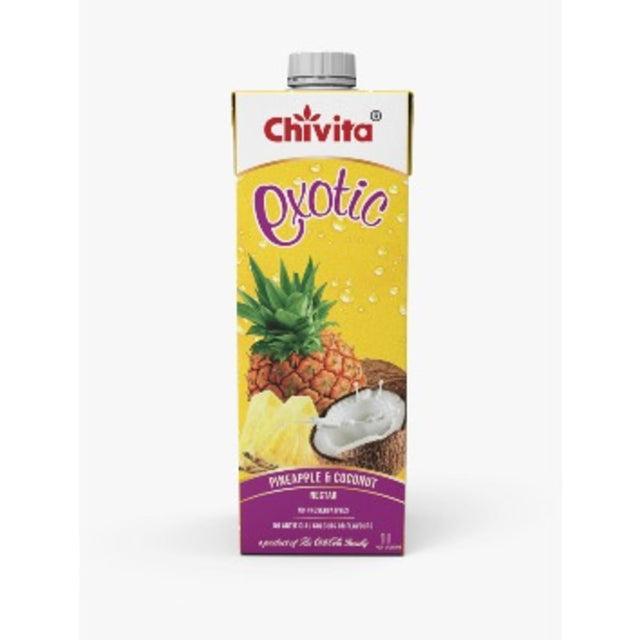 Chivita Exotic Pineapple & Coconut Juice Nectar 1L Bottle - Refreshing Tropical Blend with Real Fruit & No Added Sugar