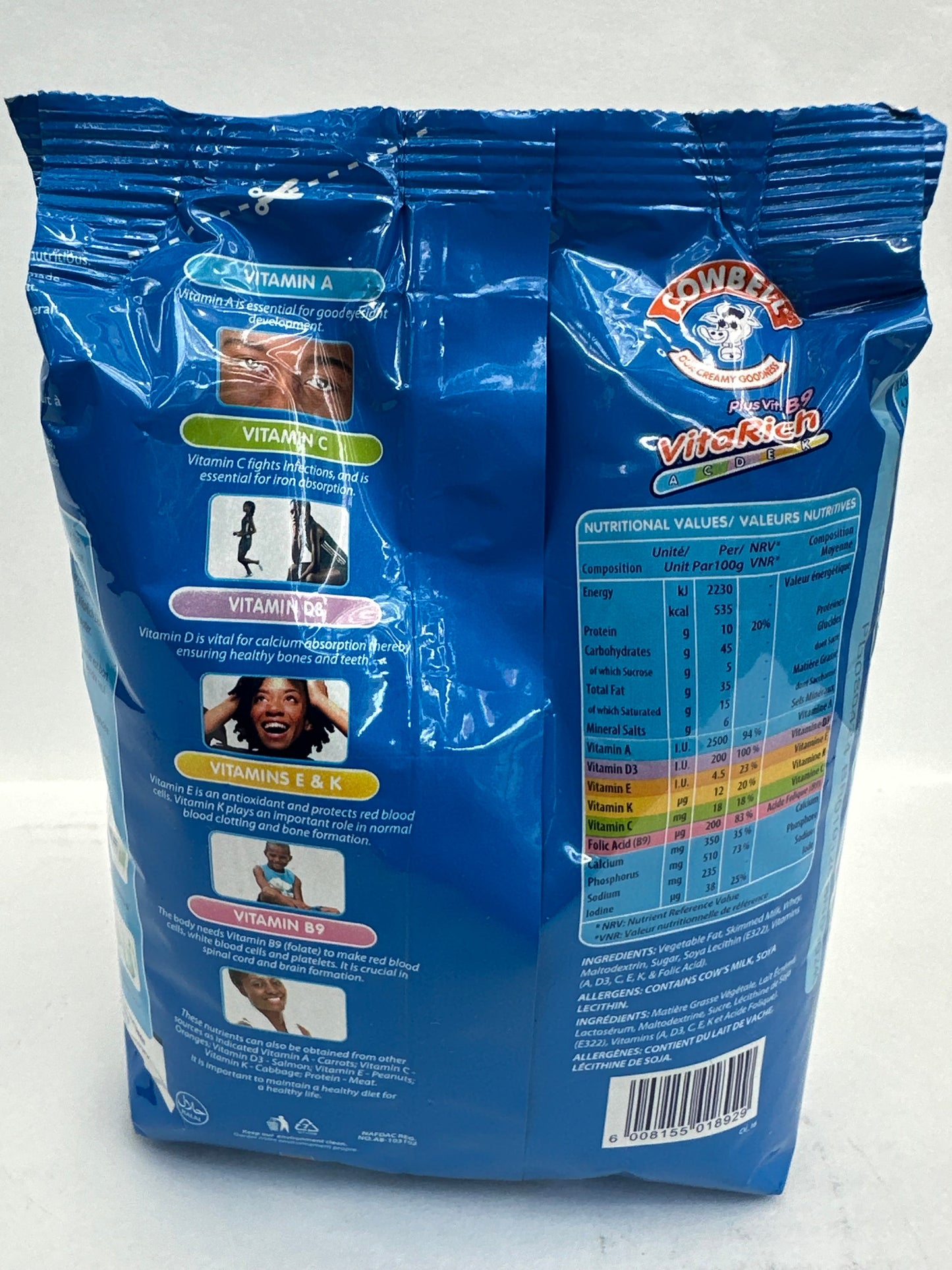 CowBell Fortified Milk Powder 320g Refill Sachet - Vitamin-Rich Powdered Milk for Tea, Coffee & Cooking