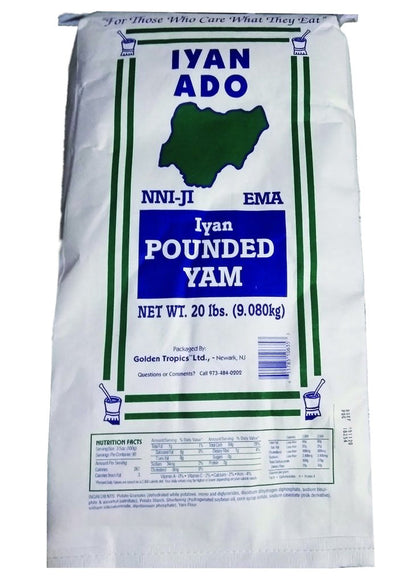 Iyan Ado Authentic Pounded Yam Flour 2lb (907g) Pack - Smooth Stretchy Swallow with Real Yam Taste