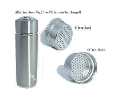 Longrich Alkaline Energy Cup Stainless Steel Silver - Portable Pi Water Ionizer for pH Balance & Detox