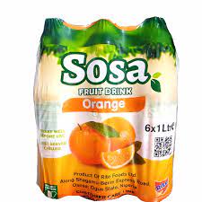 Sosa Orange Fruit Drink 1L Bottle - Refreshing Citrus Beverage with Natural Orange Flavor