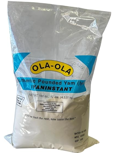 Ola Ola Authentic Pounded Yam Flour 2lb (907g) Pack - Smooth Stretchy Swallow with Real Yam Taste