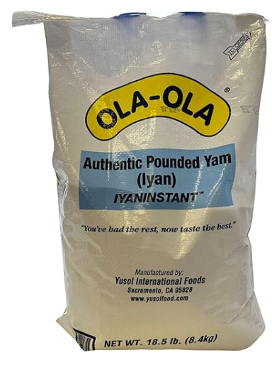 Ola Ola Authentic Pounded Yam Flour 2lb (907g) Pack - Smooth Stretchy Swallow with Real Yam Taste