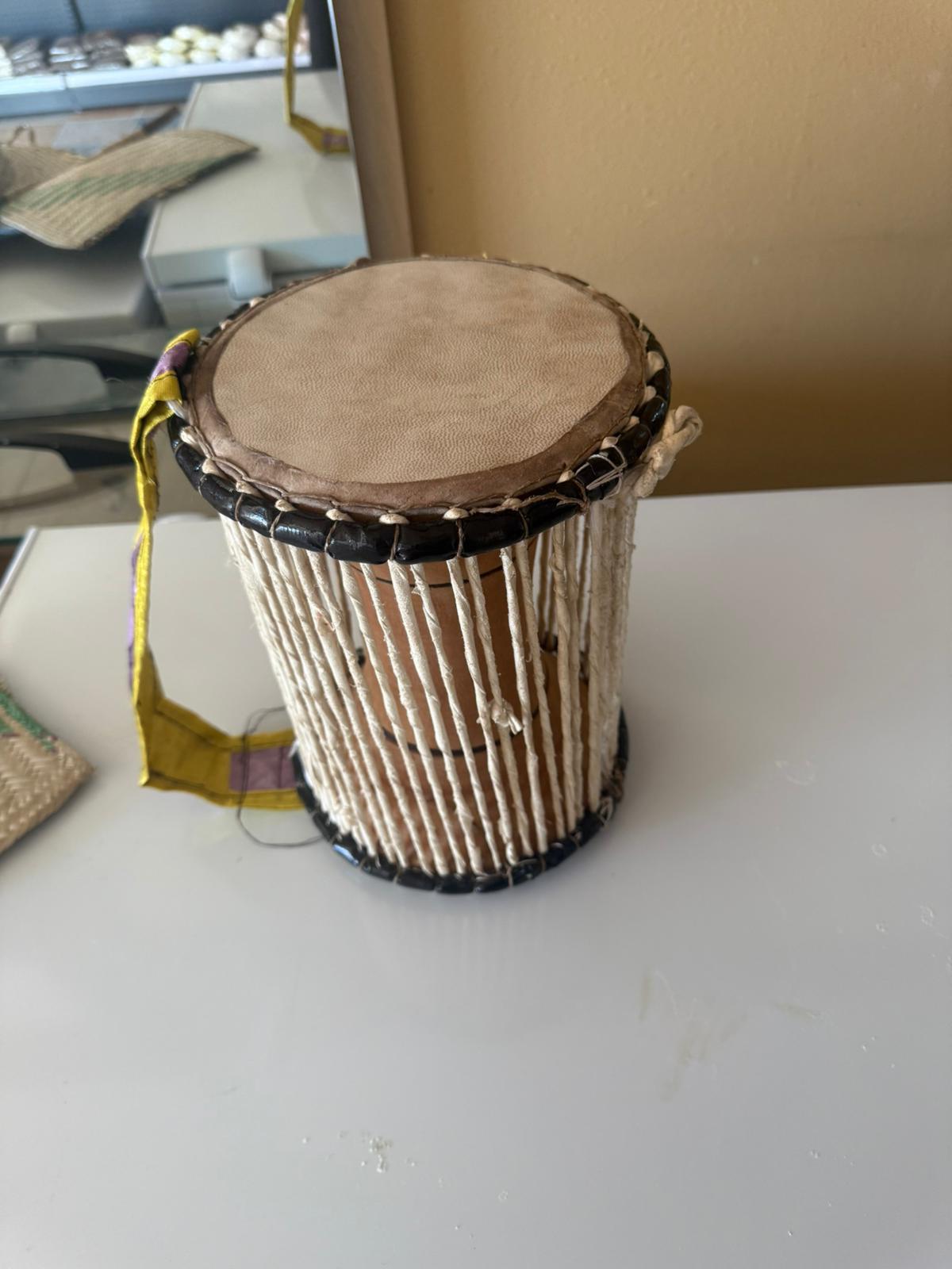 Yoruba Gangan Talking Drum – Authentic Hourglass Ilu Gangan with Curved Stick for Cultural & Musical Use