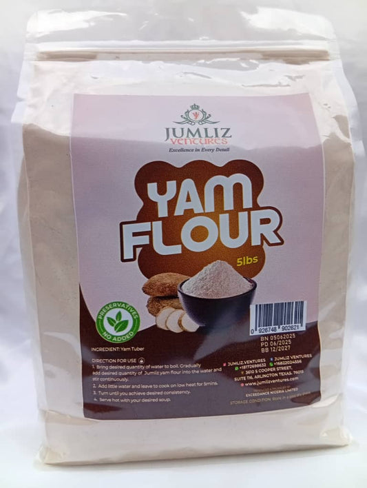 Yam Flour (Elubo Amala) 5lb (2.27kg) Bag – Gluten-Free, Non-GMO, 100% Natural for Authentic Amala Swallow