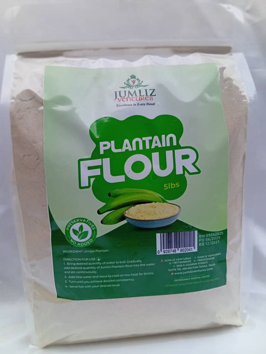 Jumliz Ventures Plantain Flour (Elubo Ogede) 2lb (907g) Bag - 100% Natural Gluten-Free Swallow for Authentic Soups