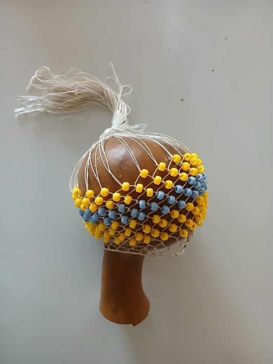 Authentic Yoruba Shekere (Sekere) – Handmade Beaded Gourd Shaker Percussion Instrument