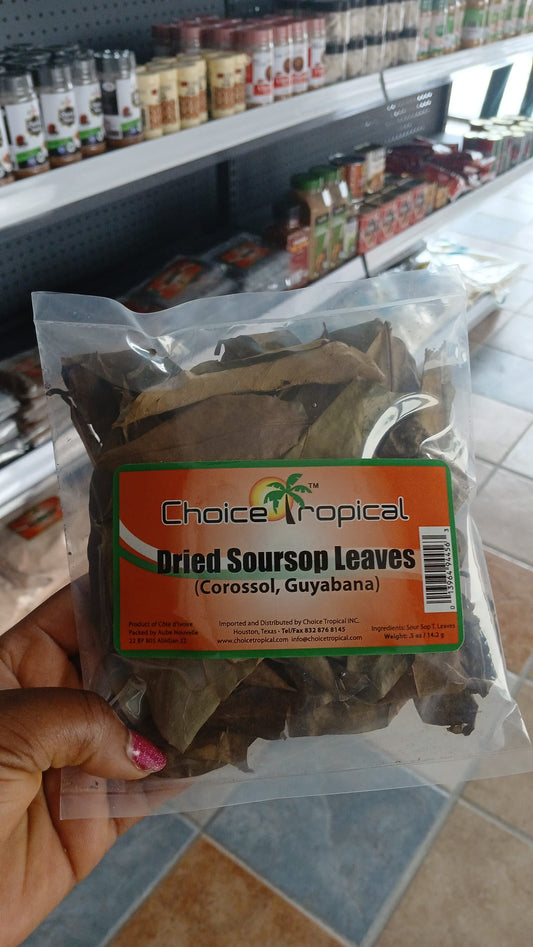 Choice Tropical Dried Soursop Leaves (Corossol, Guyabano) 2oz Pack – Natural Herbal Tea Leaves for Wellness & Relaxation