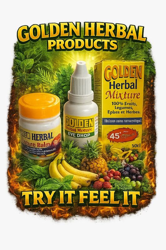 Golden Herbal Wellness Trio – Tonic 750ml + Eye Drop 15ml + Cure Balm 50g – Natural Detox, Eye & Skin Support