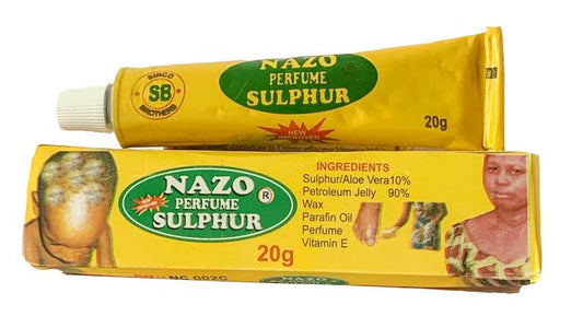 Nazo Perfume Sulphur Balm with Vitamin E 50g Jar - Medicated Sulfur Treatment for Eczema, Pimples & Dandruff
